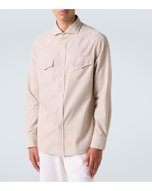 Brunello Cucinelli Natural Ls Cotton Shirt for men