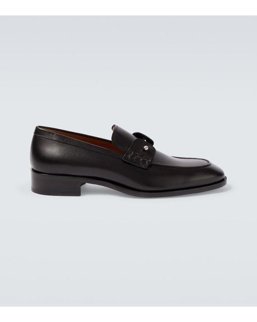Christian Louboutin Black Chambelimoc Calf-Leather Derby Shoes for men