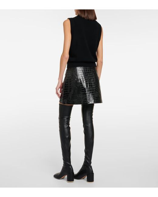 Frankie Shop Black Mary Croc-effect Faux Leather Miniskirt