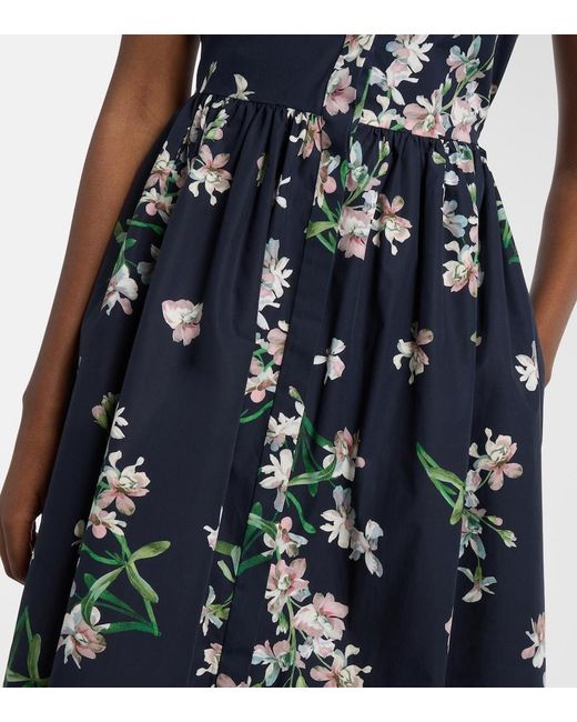 Erdem Blue Floral Cotton Midi Dress