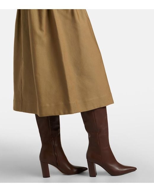 Max Mara Natural Tempio Belted Cotton Twill Midi Skirt