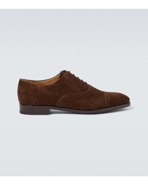 John Lobb Brown City Ii Suede Derby Shoes for men
