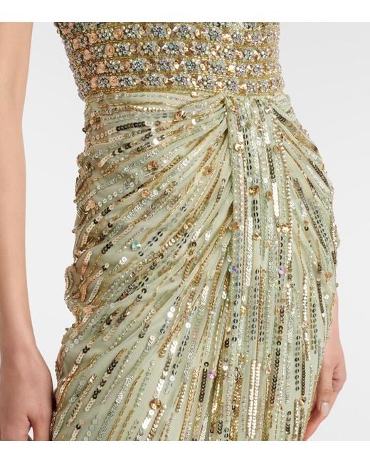 Jenny Packham Green Elixir Embellished Bustier Gown