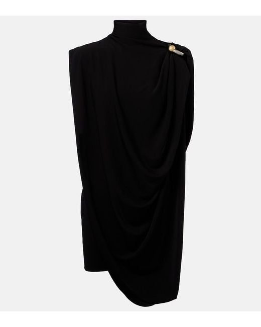 Jean Paul Gaultier Black Draped Stretch-Crepe Mini Dress