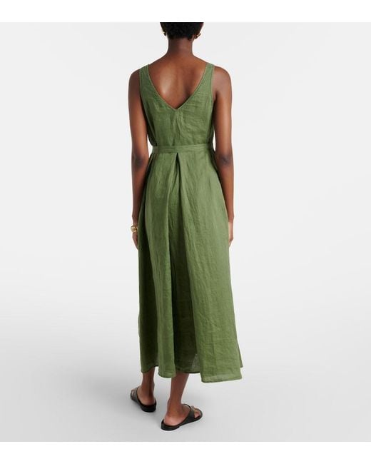 Velvet Green Reta Linen Midi Dress