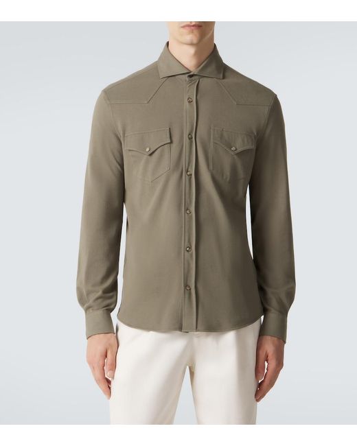 Brunello Cucinelli Green Cotton Overshirt for men