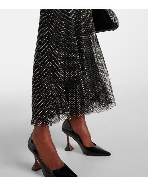 Self-Portrait Black Embellished Fishnet Maxi Dress