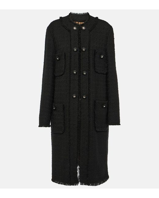 Cappotto in tweed di misto lana di Dolce & Gabbana in Black