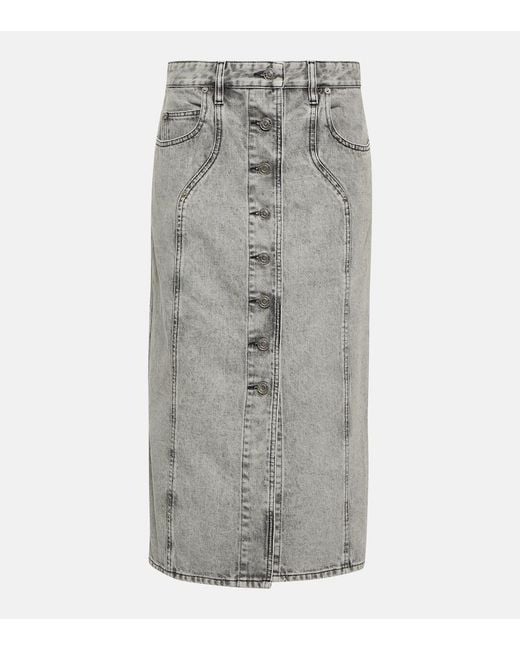 Isabel Marant Gray Vandy Denim Midi Skirt