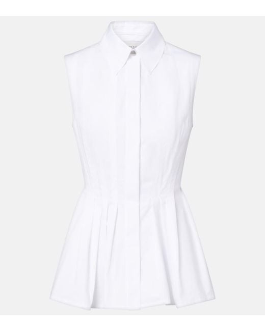 Sportmax White Certosa Peplum Cotton Poplin Shirt