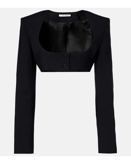 Nensi Dojaka Black Crepe Crop Top