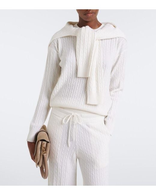 Eleventy White Cable-Knit Cashmere Sweater