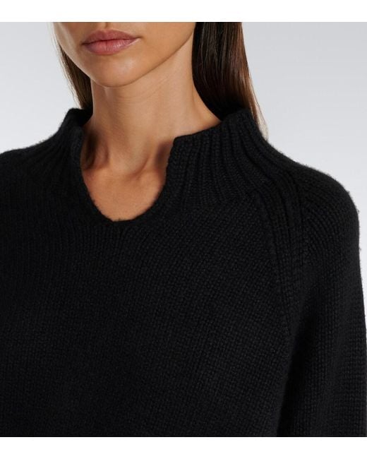 Khaite Black Cropped Cashmere Sweater