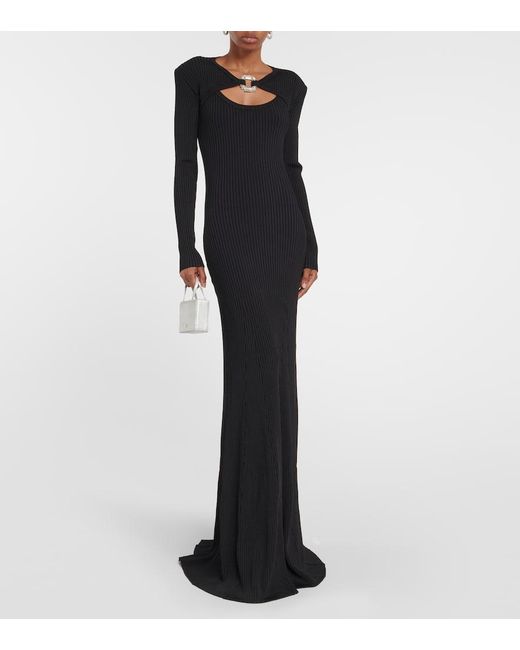 David Koma Black Evening Dress With Crystal Buckle