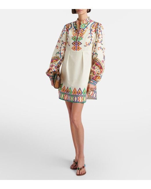 Etro White Printed Cotton Minidress