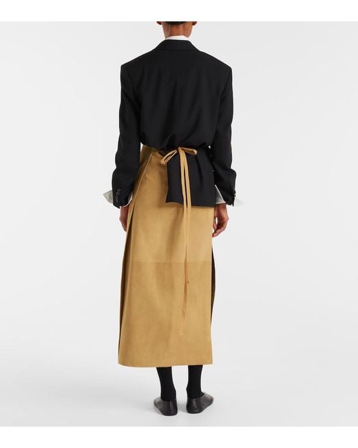 The Row Natural Danas Suede Wrap Skirt