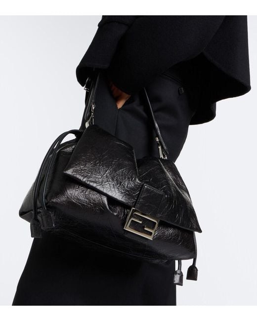 Fendi Black Baguette Soft Large Leather Shoulder Bag
