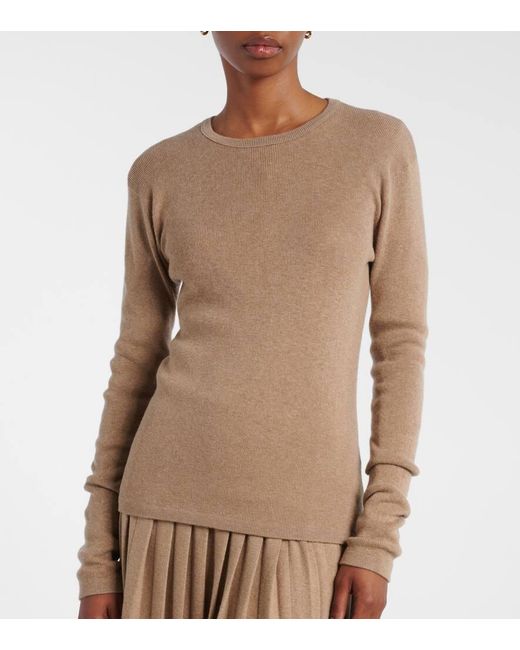 Lisa Yang Natural Vivian Knitted Cotton And Cashmere Top