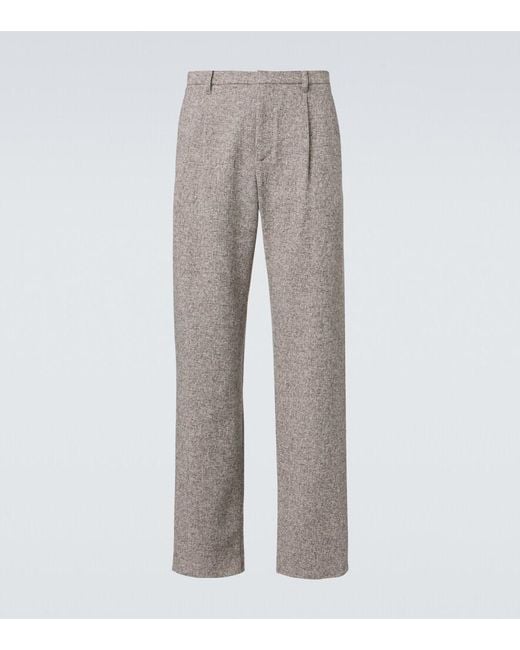 Agnona Gray Wool-Blend Straight Pants for men