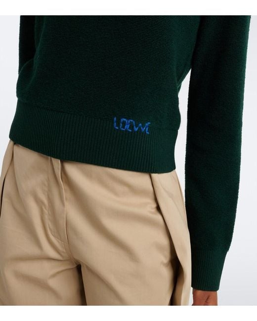Loewe Green Logo Wool Sweater
