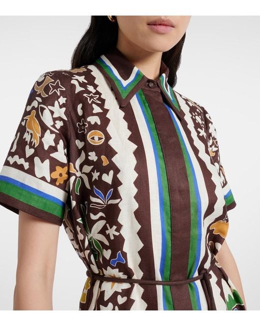 ALÉMAIS White Maroc Printed Linen Shirt Dress