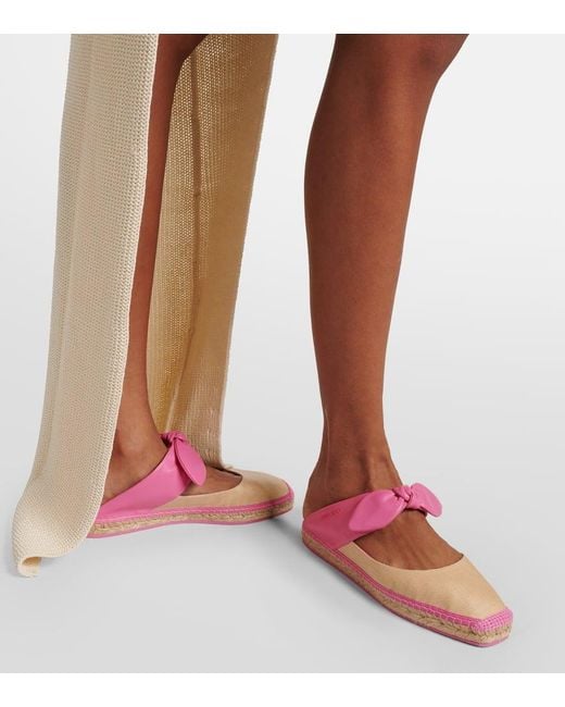 Jimmy Choo Pink Reka Leather-Trimmed Espadrilles
