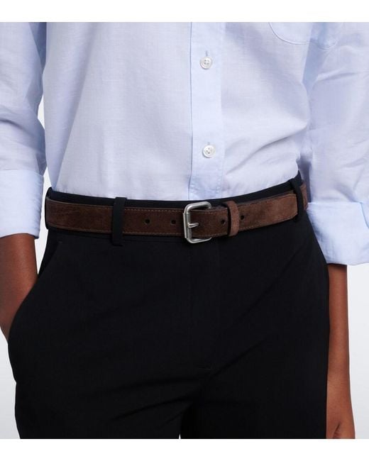 The Row Brown Geo Suede Belt