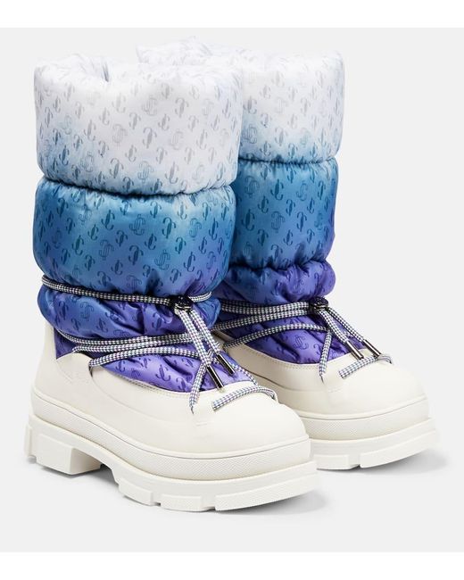 Jimmy Choo Monogram-print Snow Boots in Blue | Lyst