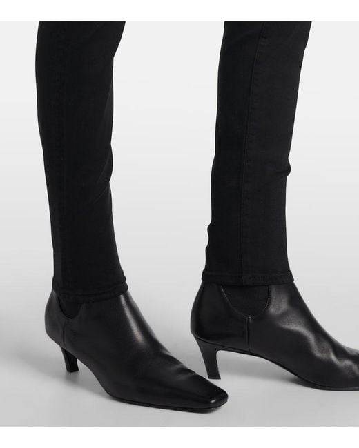 7 For All Mankind Blue Mid-Rise Skinny Jeans