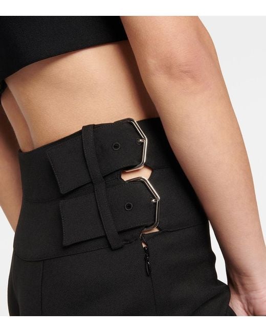 Alaïa Black Alaia Belted Straight Wool Pants