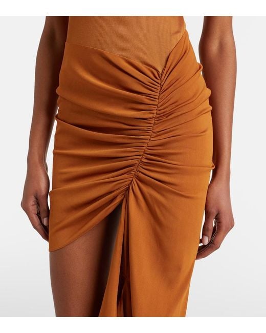 Christopher Esber Brown Fusion Ruched Minidress