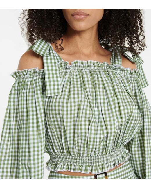 Alexandra Miro Green Gingham Cotton Crop Top