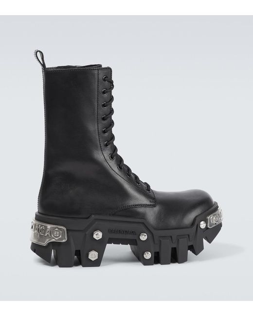 Balenciaga Black Bulldozer Lace-Up Boots for men