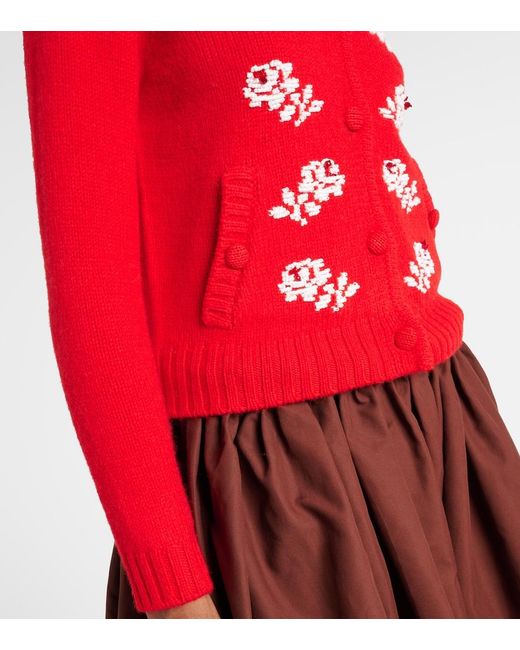 ShuShu/Tong Red Beaded Wool Cardigan