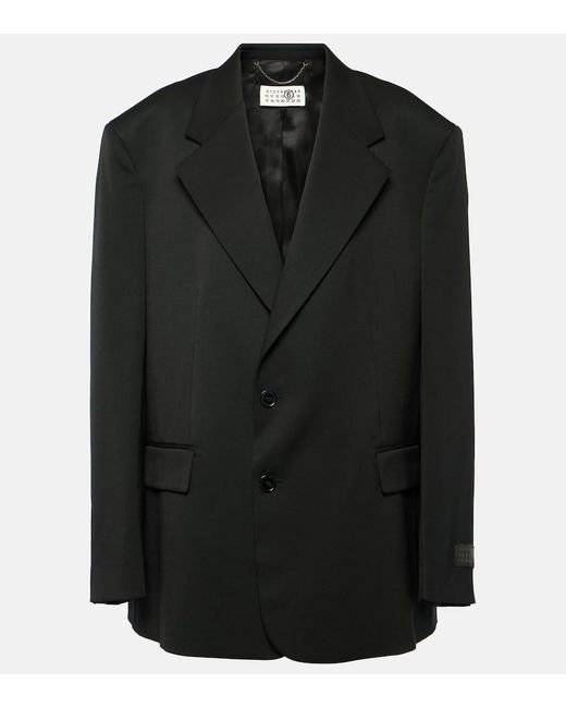 MM6 by Maison Martin Margiela Oversized Wool Blend Blazer in Black Lyst