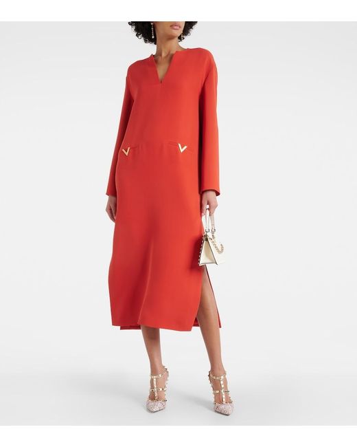 Valentino Red Vgold Silk Kaftan