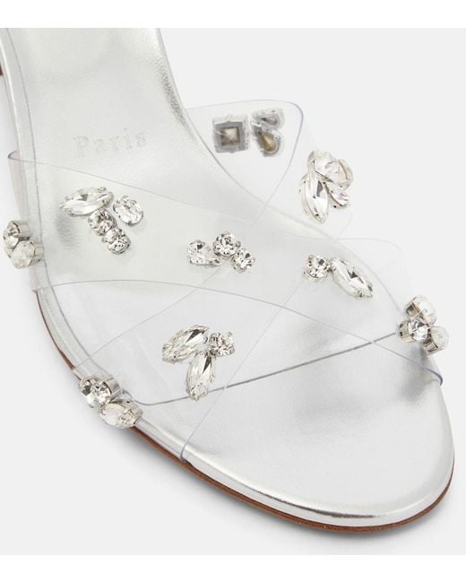 Christian Louboutin White Queenie Pvc And Metallic Leather Sandals