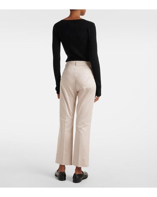 Max Mara Natural Felice Cotton-Blend Wide-Leg Pants