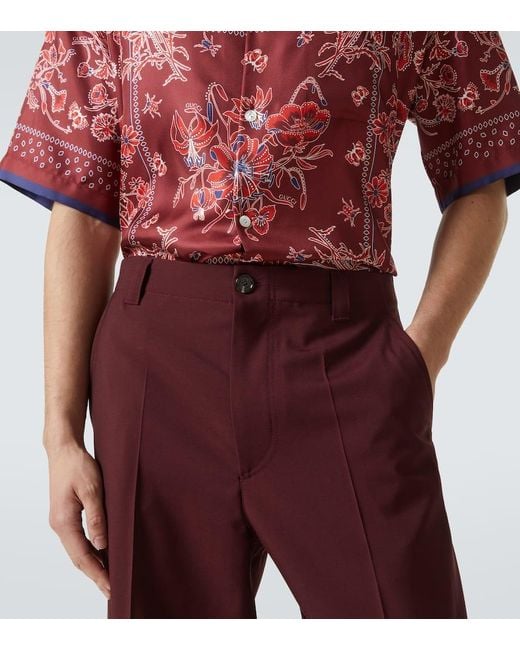 Gucci Gerade Hose Aus Wollgabardine in Red für Herren