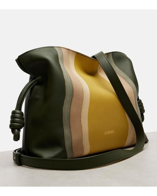 Loewe Green Flamenco Medium Leather And Suede Clutch