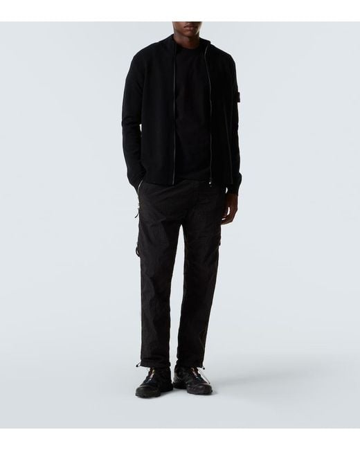 Stone Island Black Embroidered Cotton Jersey T-Shirt for men