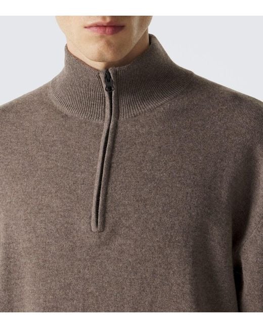Lisa Yang Brown Augustus Cashmere Half-Zip Sweater for men