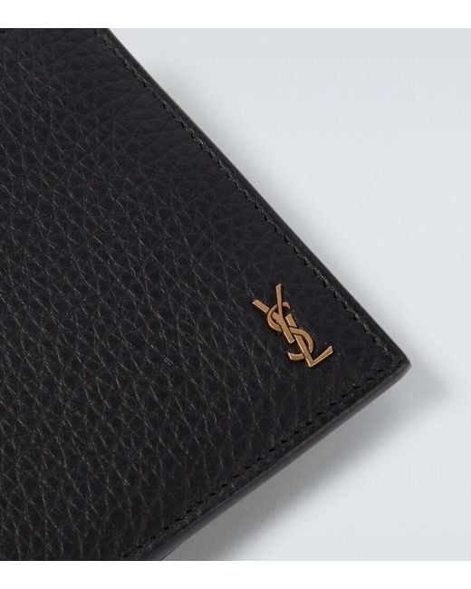 Saint Laurent Black Tiny Cassandre East/West Leather Wallet for men