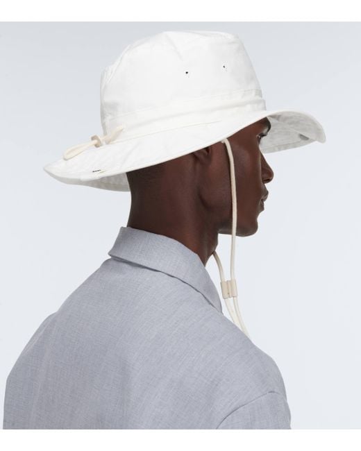 Jil Sander White Cotton Bucket Hat for men