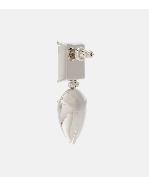 McQueen White Cocktail Crystal-Embellished Earrings