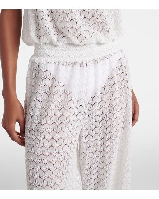 Melissa Odabash White Viv Sheer Pointelle Cotton-Blend Jumpsuit