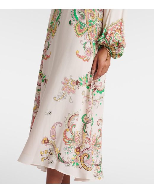 Etro Natural Printed Midi Dress