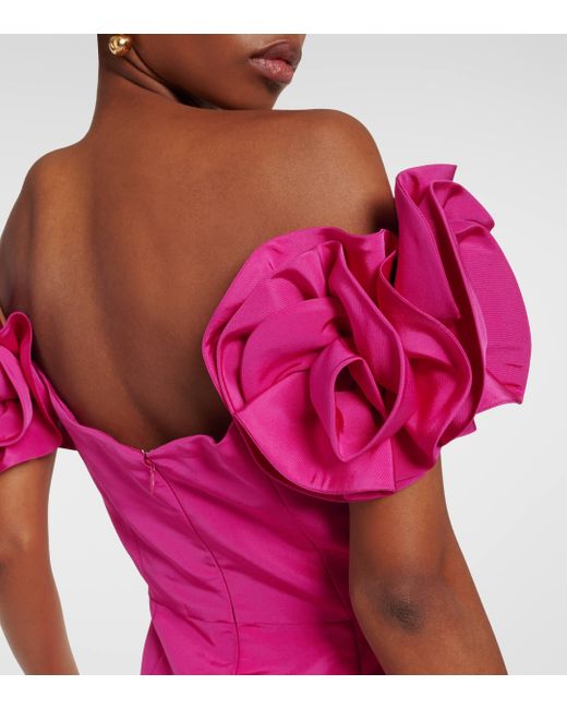 Carolina Herrera Pink Off-shoulder Silk Gown
