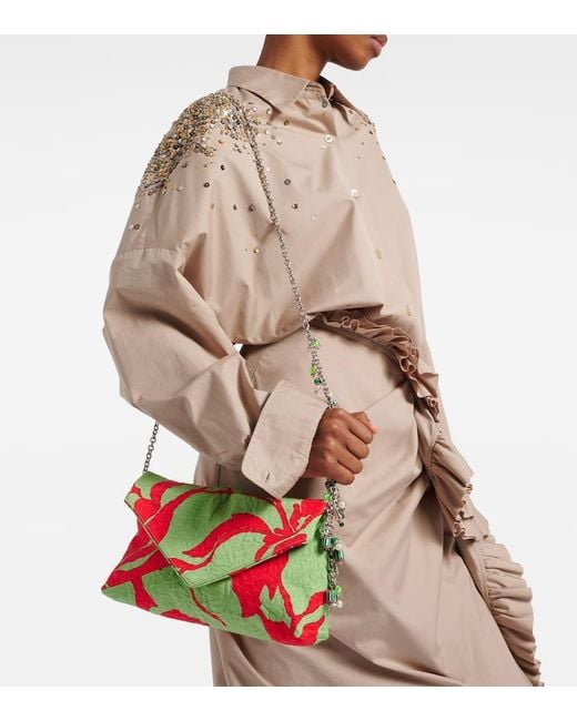 Dries Van Noten Red Envelope Small Jacquard Clutch
