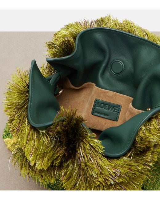 Loewe Green Paula's Ibiza Flamenco Mini Beaded Clutch